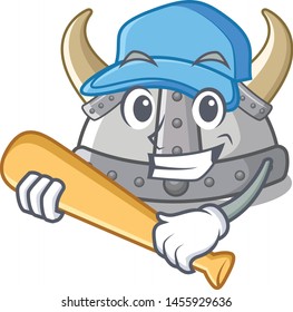 Playing baseball viking helmet isolated with the character