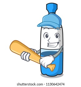 Playing baseball water bottle character cartoon vector illustration