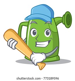 Playing baseball watering can character cartoon
