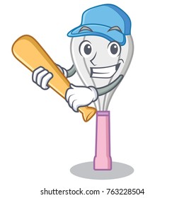 Playing baseball whisk character cartoon style