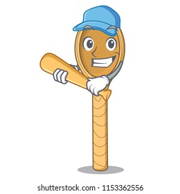 Playing baseball wooden spoon character cartoon