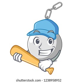 Playing baseball wrecking shattering ball on wall cartoon