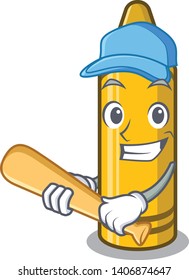 Playing baseball yellow crayon in the character chair
