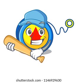 Playing baseball yoyo character cartoon style
