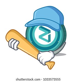 Playing baseball Zilliqa coin character cartoon