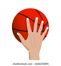 playing basketball, by throwing and catching the ball using one hand, vector illustration