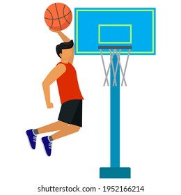 playing basketball flat illustration vector graphic