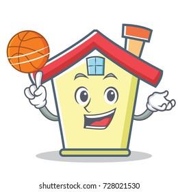 Playing basketball house character cartoon style