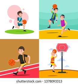 Playing Basketball Illustration