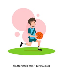 Playing Basketball Illustration
