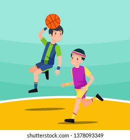 Playing Basketball Illustration