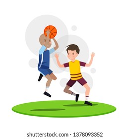 Playing Basketball Illustration