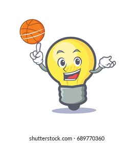 PLaying basketball light bulb character cartoon