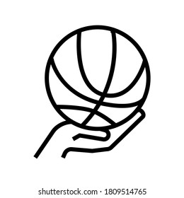 playing basketball line icon vector. playing basketball sign. isolated contour symbol black illustration