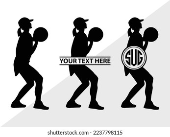 Playing Basketball Monogram Vector Illustration Silhouette