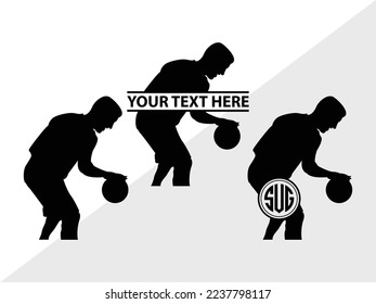 Playing Basketball Monogram Vector Illustration Silhouette