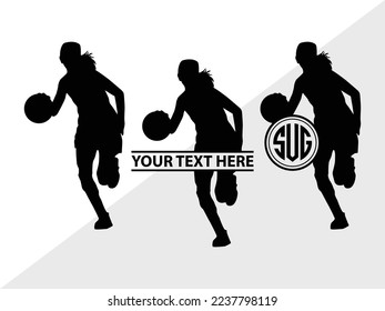 Playing Basketball Monogram Vector Illustration Silhouette