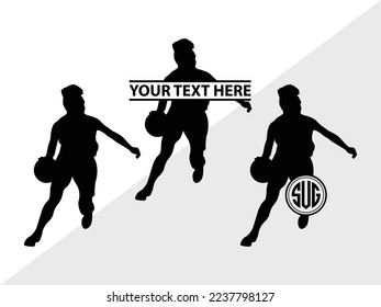 Playing Basketball Monogram Vector Illustration Silhouette