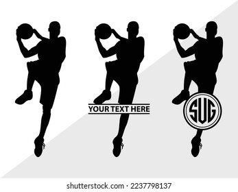 Jugando Monograma de Baloncesto Ilustración Ilustración Silhouette