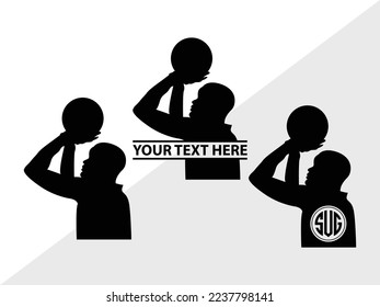 Playing Basketball Monogram Vector Illustration Silhouette