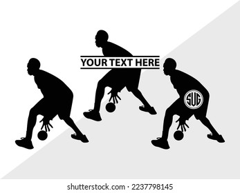 Playing Basketball Monogram Vector Illustration Silhouette
