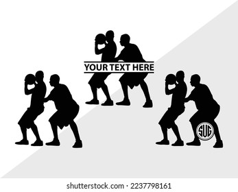 Playing Basketball Monogram Vector Illustration Silhouette
