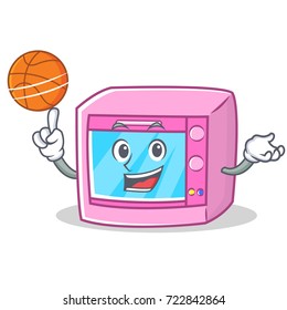 Playing basketball oven microwave character cartoon