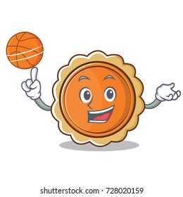 Playing basketball pumpkin pie character cartoon