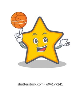 Playing basketball star character cartoon style