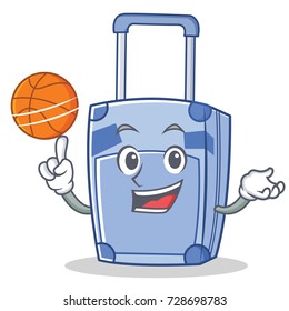 Playing basketball suitcase character cartoon style