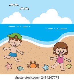 Playing at the beach with my friend