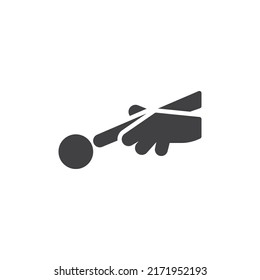 Playing billiard vector icon. filled flat sign for mobile concept and web design. Hand Hold a Pool Cue glyph icon. Symbol, logo illustration. Vector graphics