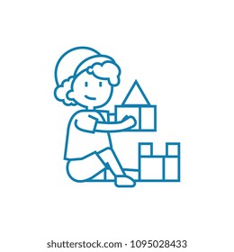 Playing with blocks linear icon concept. Playing with blocks line vector sign, symbol, illustration.