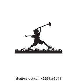 Representando el arte vectorial de silueta de niño.