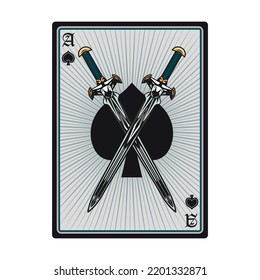 Playing card. Ace of all suits. Vector illustrations collection for gambling, poker club, online game concept