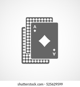 Playing Card Ace Diamond Flat Icon On White Background