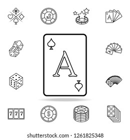 playing card ace icon. Detailed outline set of casino element icons. Premium graphic design. One of the collection icons for websites, web design