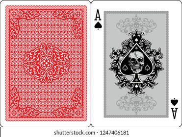 playing card, ace of spades with skull