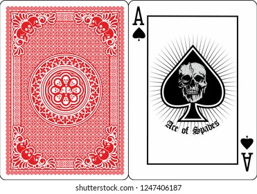 playing card, ace of spades with skull