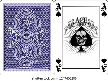playing card, ace of spades with skull