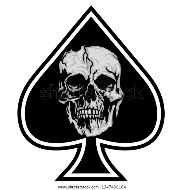 Playing Card Ace Spades Skull Stock Vector (Royalty Free) 1247406184