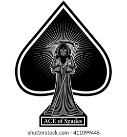 playing card, ace of spades,Gothic coat of arms with skull .vintage design t-shirts