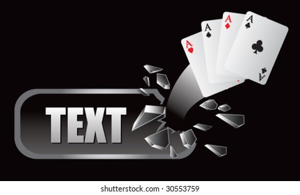 playing card aces on broken banner