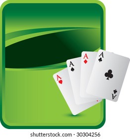 playing card aces on green classic background