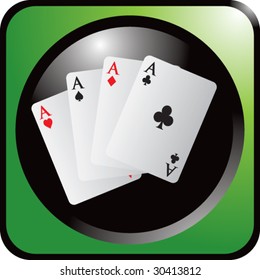 playing card aces on green web button