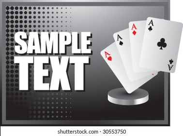 playing card aces on halftone horizontal banner