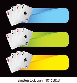 playing card aces on multicolored banners