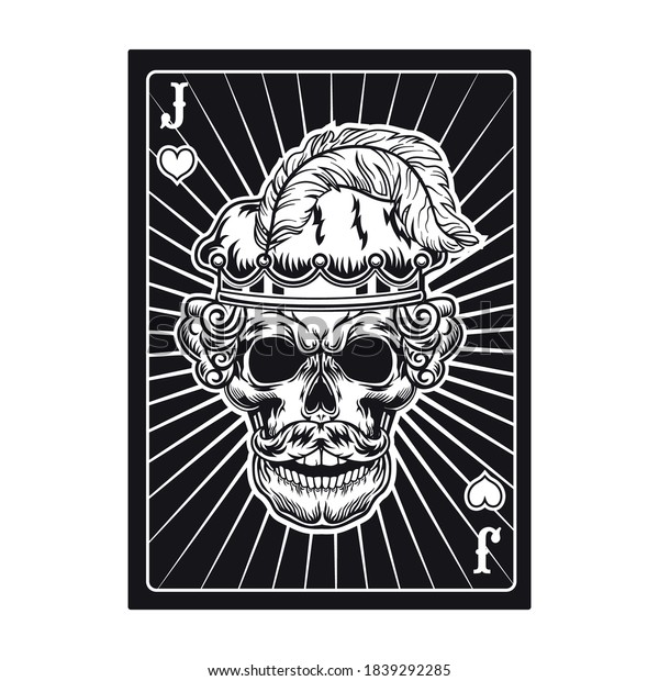 Playing Card Angry Jack Skull Hearts Stock Vector (Royalty Free ...