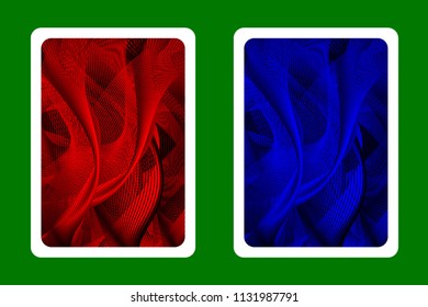 Playing Card Back Designs - Abstract wave lines pattern - red and blue vector 