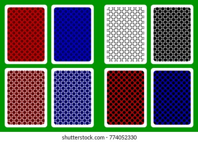 Playing Card Back Designs - Four-pointed star pattern, vector set,